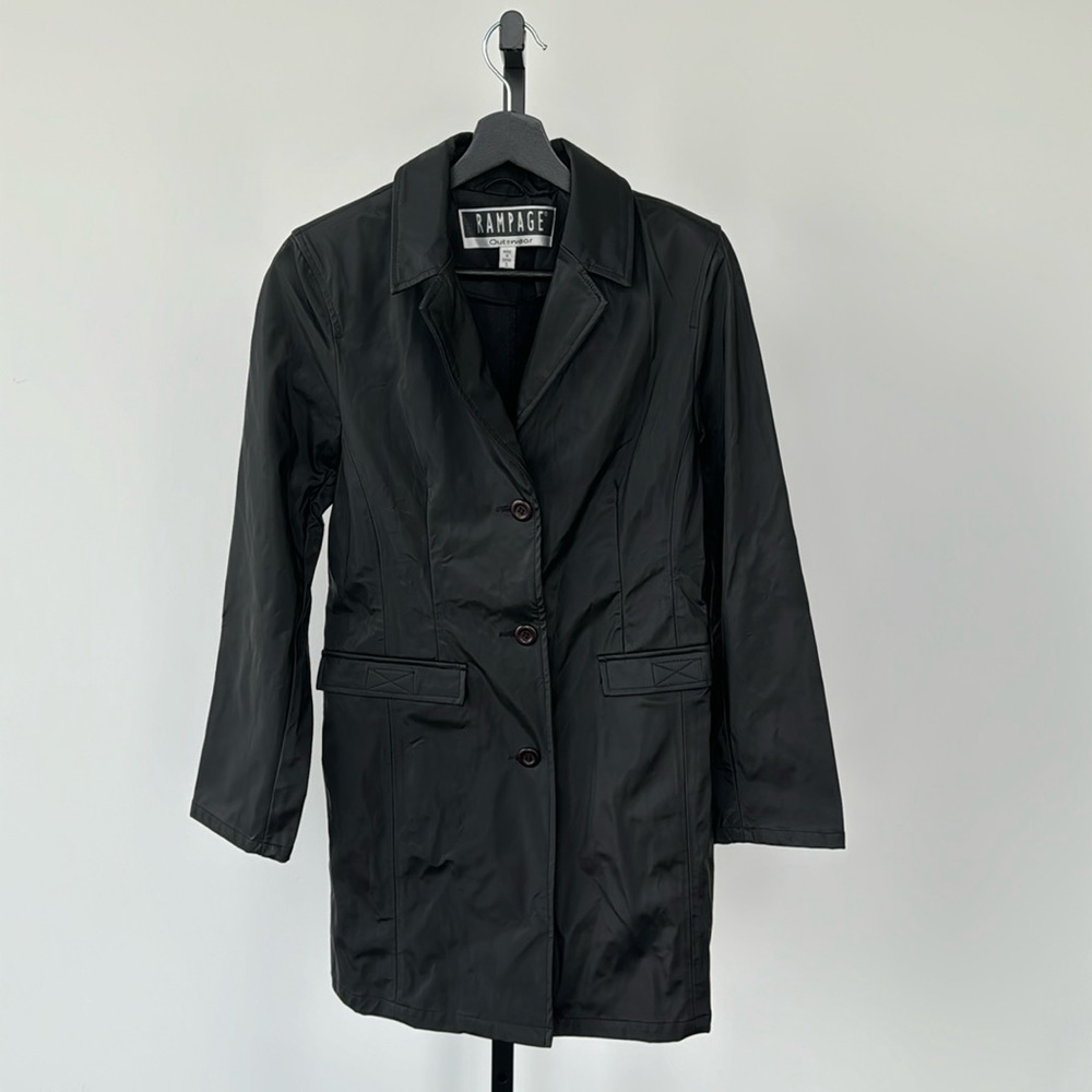 Rampage Outwear Long Sleeve Button Down Black Faux Leather Jacket Size S